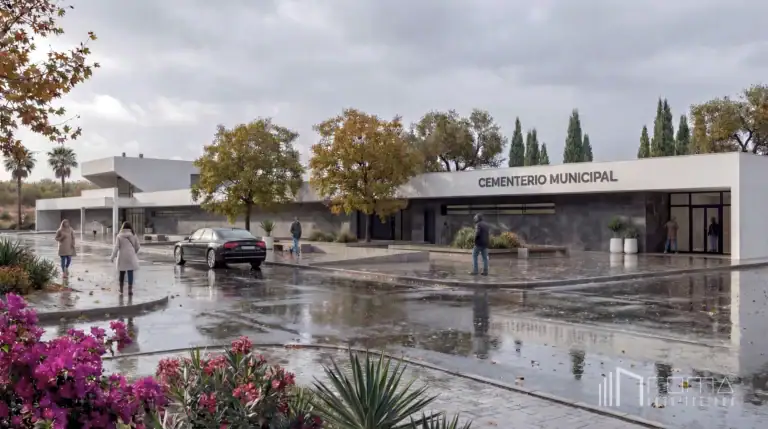 Cemetery main entrance · architectural rendering