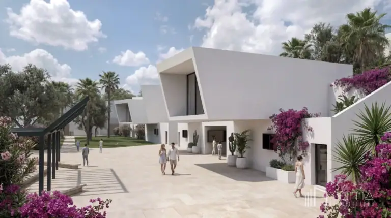 Competitions 6 Pedestrian courtyard and cantilevered white artist studios for the artists' home workshops in antequera designed by roma arquitectura studio