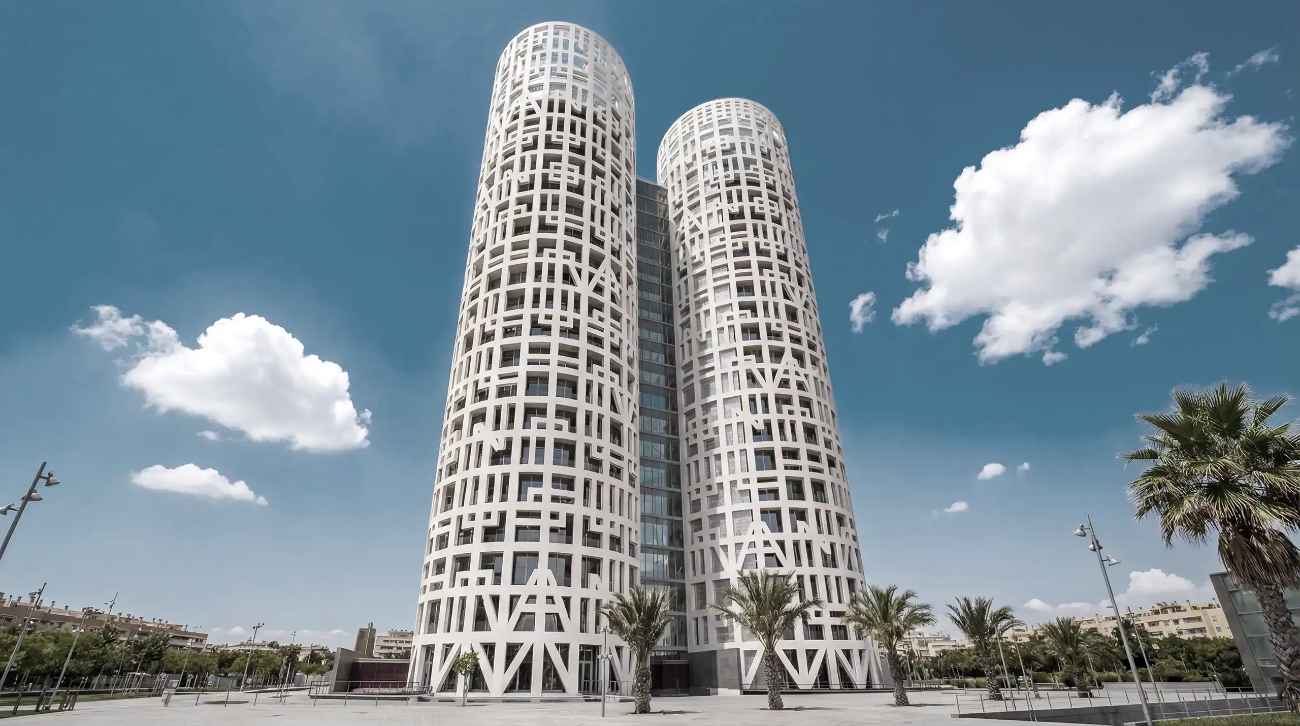 The striking architectural design of the torres de hercules tower, home to the architectural practice of roma arquitectura studio.