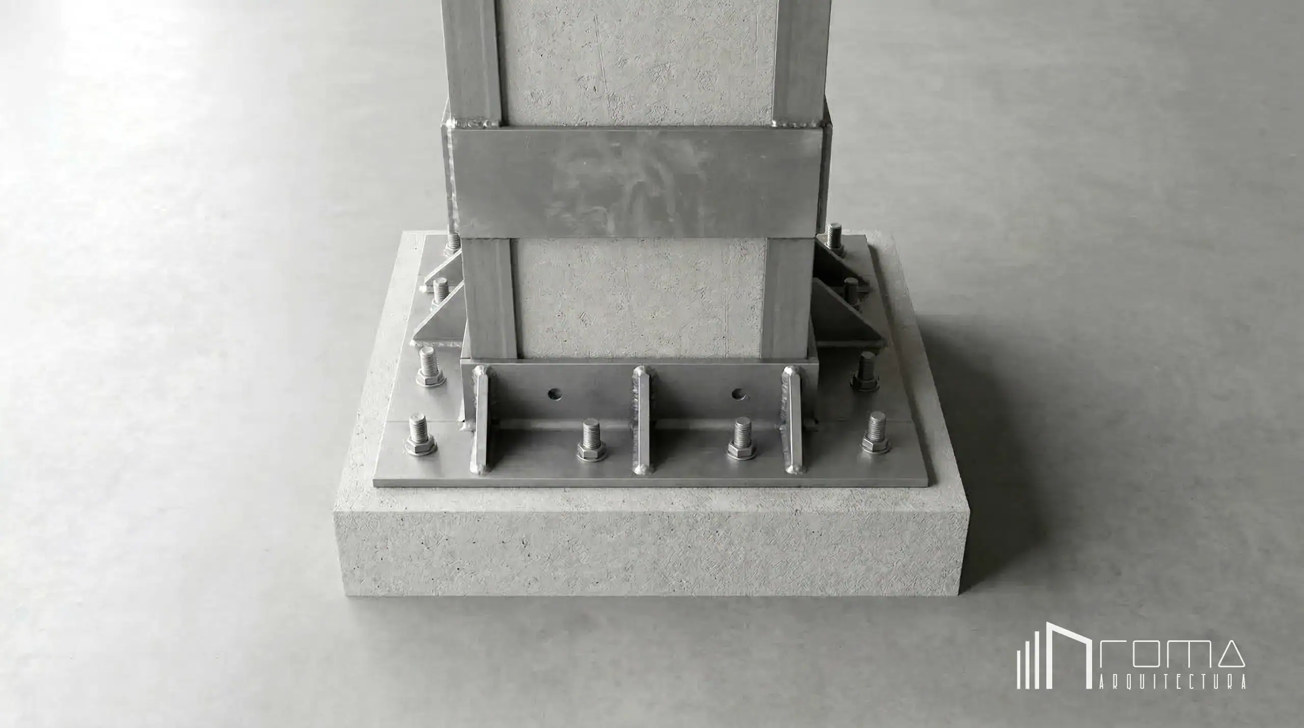 Steel jacketing reinforcement and concrete base underpinning for building stability by roma arquitectura studio, specialized structural repair services