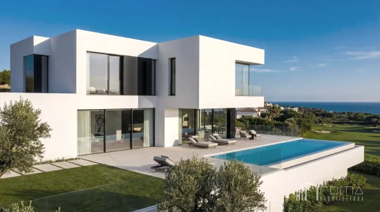 Modern new build villa in costa del sol, malaga. Architects and interior designers specializing in bespoke projects for luxury villas. Garden and swimming pool