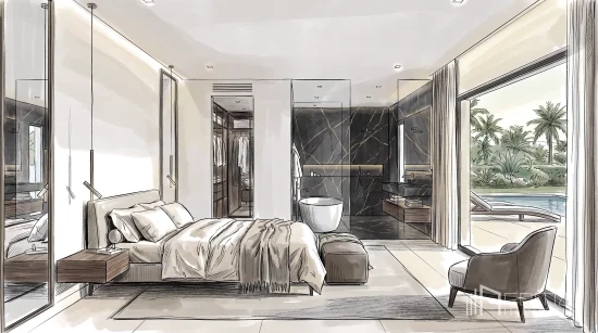 Modern new build villa in nueva andalucia, marbella. Architects and interior designers specializing in turnkey projects for luxury villas. Master bedroom with en-suite